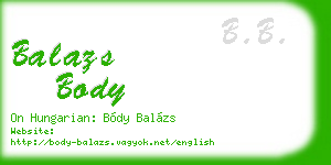 balazs body business card